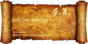Güns Márk névjegykártya